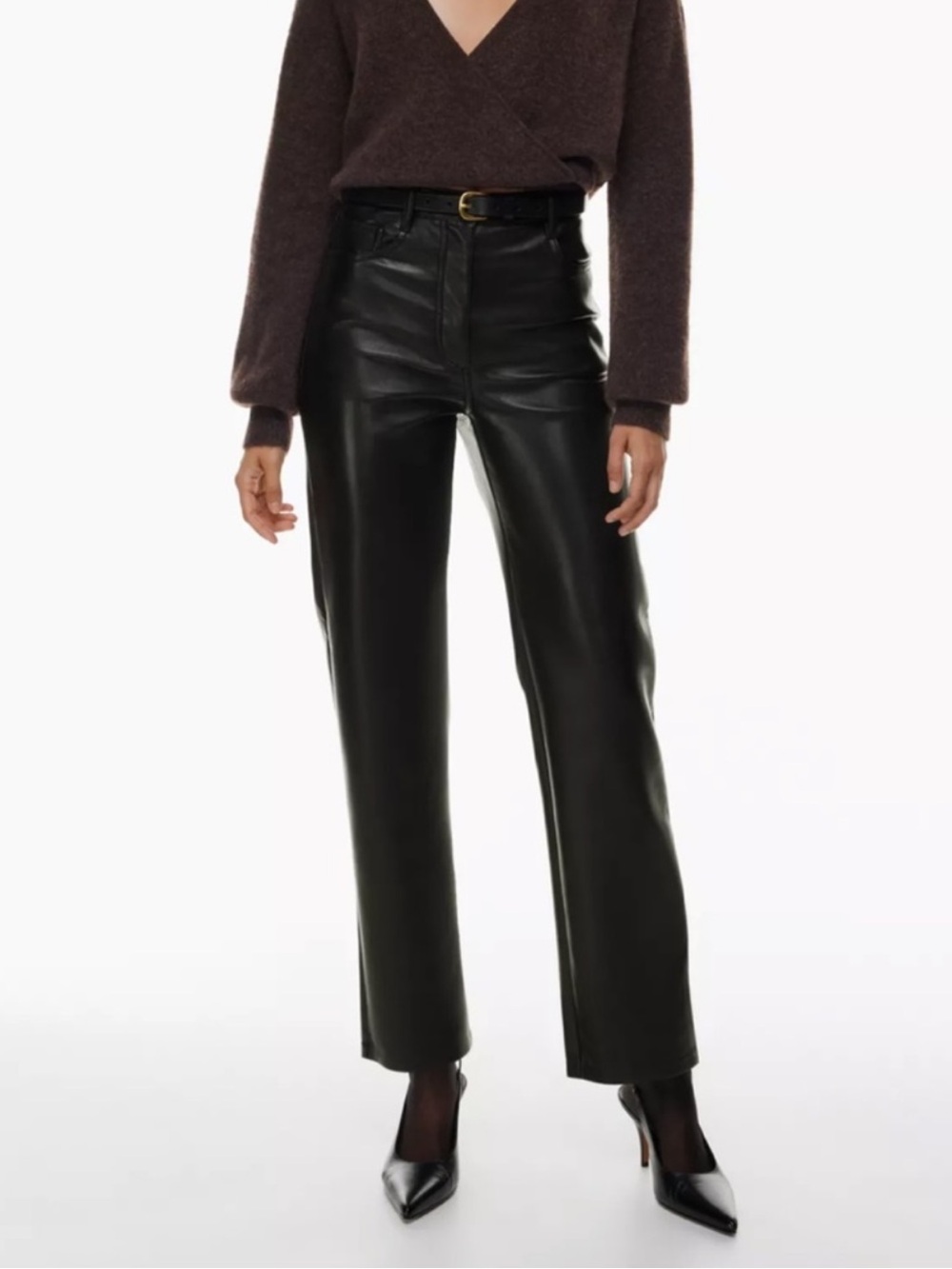 Wilfred Melina Vegan Leather Pants from Aritzia, Straight Leg, Size 4, Black